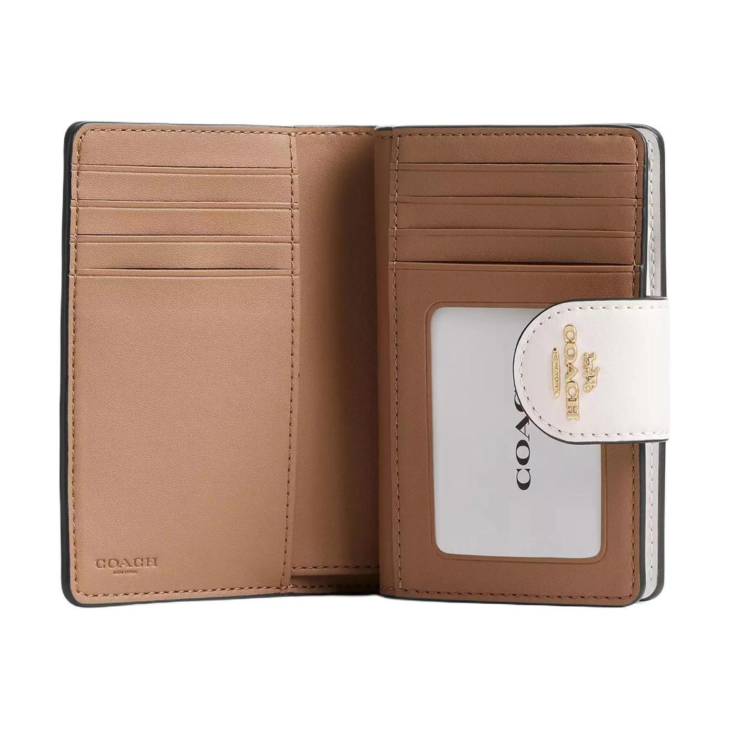 New COACH Corner ZipSignature Coated Canvas Wallet Medium Size Women's Sand & Chalk CW786-IMXDM