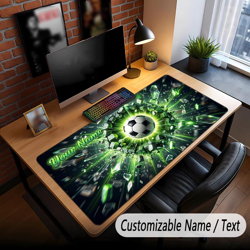 Soccer Theme Custom Mouse Pad Personalized With Name Text Customized Desk Mat For Office Home Decor