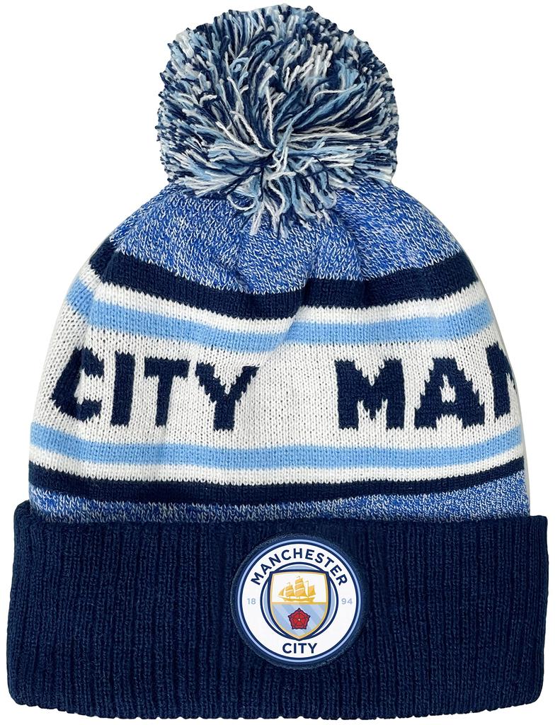 Fan Ink Manchester City Beanie Knit Ski Licensed M City Winter Large Hat, Hat, White, White,