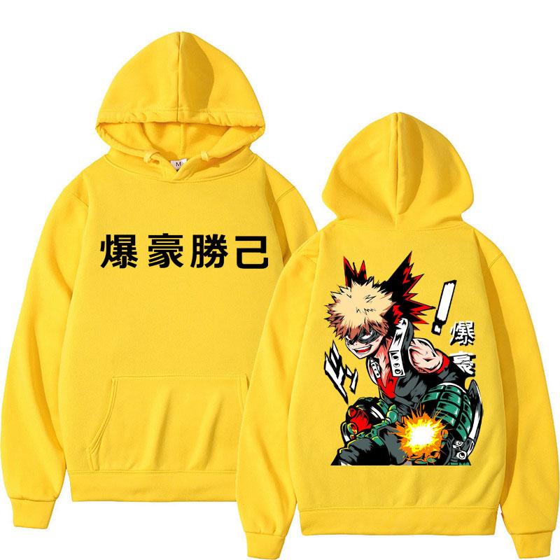 Anime My Hero Academia Katsuki Bakugo Hoodies Men Women Vintage Harajuku Cosplay Tracksuit Oversized Fleece Casual Y2k