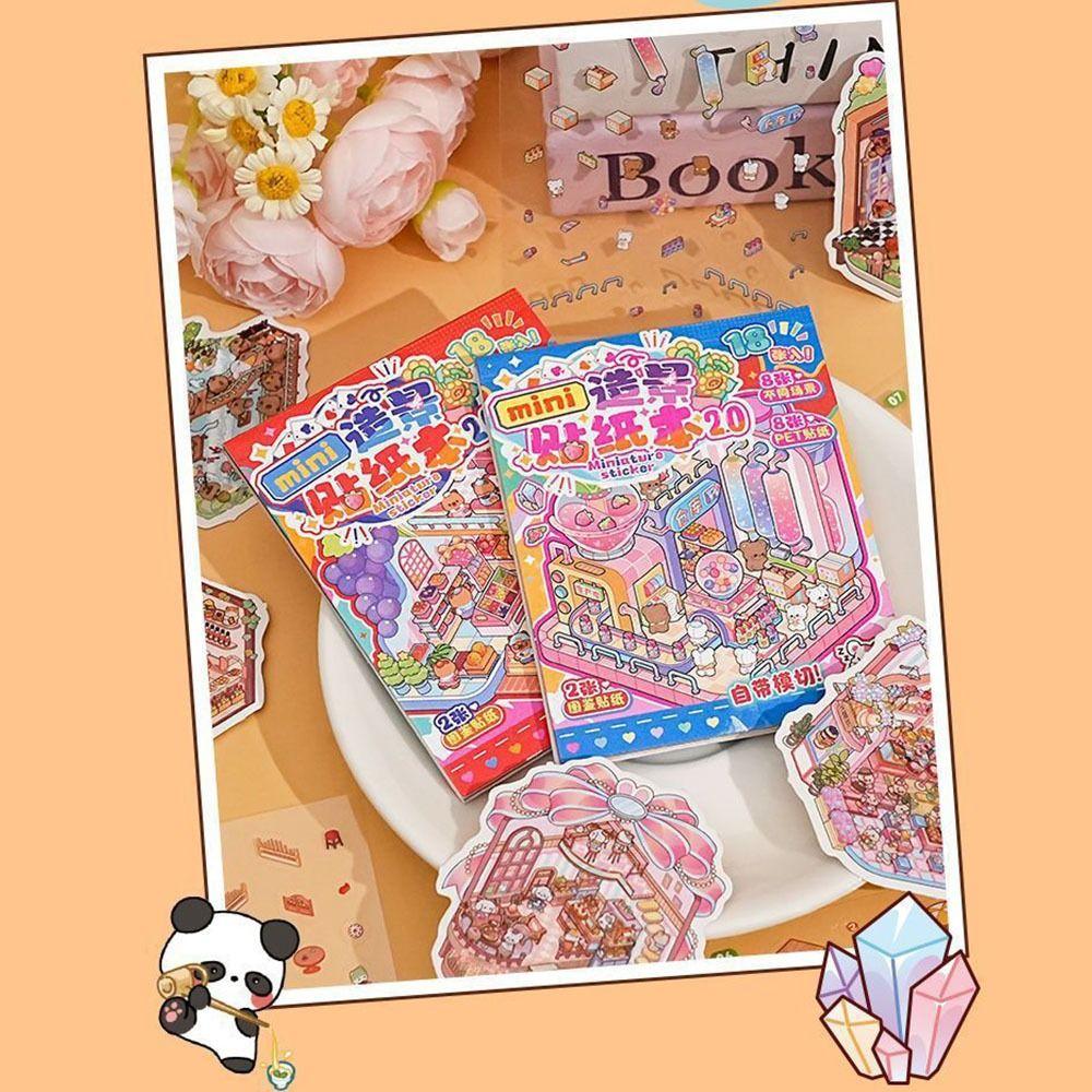 Миниатюрный альбом с наклейками PET 3D, карманные наклейки со сценами, наклейка-палатка для украшения, подарки