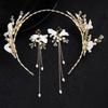 Tassels Earring Bridal Headwear Earring Pearl Crown Elegant Flower Hairband  Women Lady