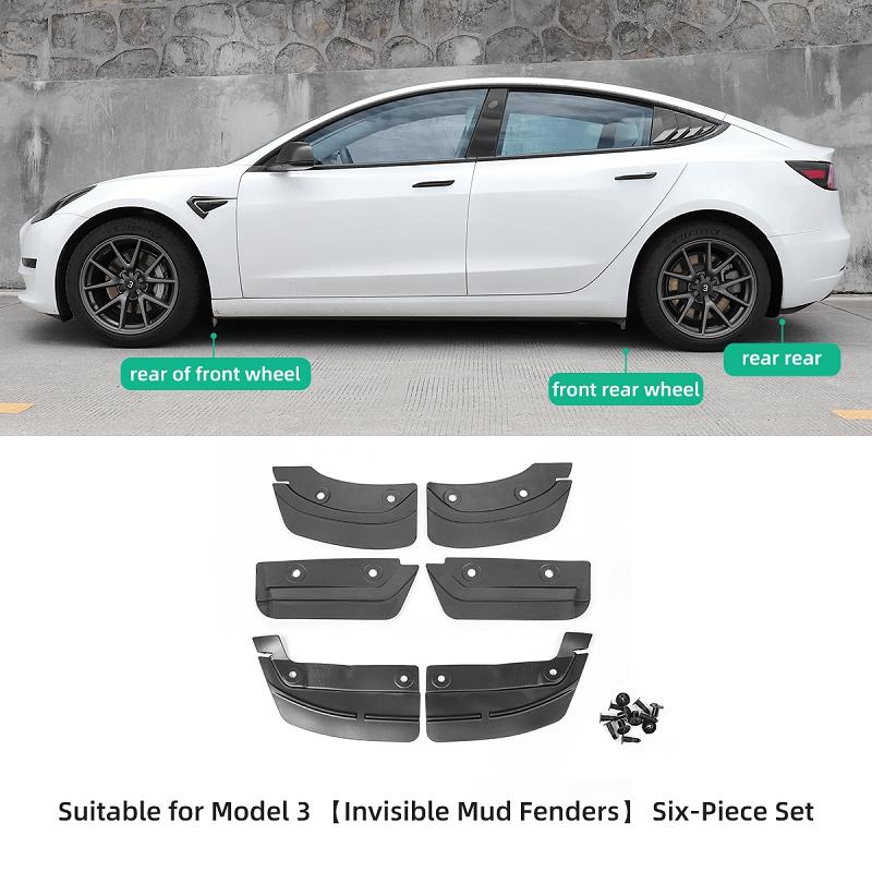 Автомобильные грязевые крылья для Tesla Model 3 Model Y, невидимые брызговики, брызговики для колес, модификация автомобиля Tesla Model Y 2023