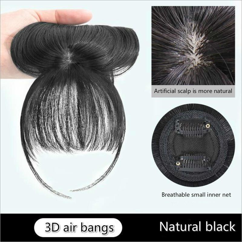 3D Французская челка Парик Женский Невидимый Для Коррекции Лица Накладная Челка Натуральный и Бесшовный Головной Парик Круглое Лицо