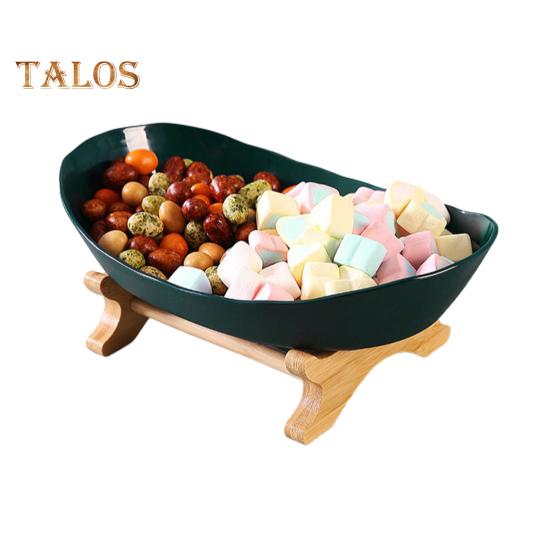 Блюдо для фруктов, элегантный деревянный держатель, овальная отличная 1/2-ярусная овальная подставка для сервировки фруктов для дома