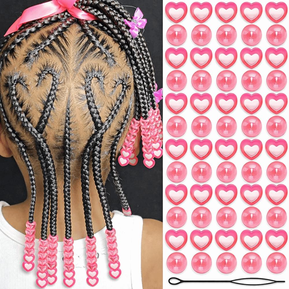 Multi-Color Colorful Hair Beads Kits Love Heart Dreadlock Braids Decor Boys