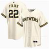 Milwaukee Brewers 22 Yelich Baseball Jersey Embroidered Training Game Uniform Men Women