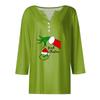 Women's T Shirt Tee Christmas Print Button  3/4 Sleeve Daily Weekend Fashion Basic V- Neck Regular Top