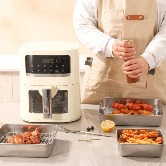 Решетка для аэрофритюрницы Решетка для гриля из нержавеющей стали Антикоррозийные многоразовые противни для аэрофритюрницы Духовка Домашние кухонные гаджеты