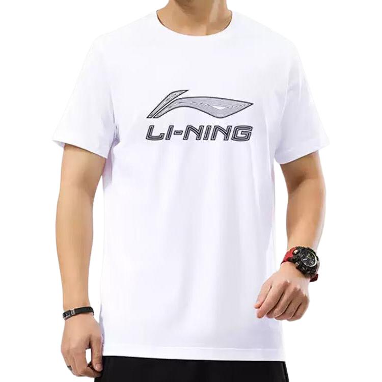 Футболка с короткими рукавами и логотипом Li Ning, быстросохнущая, унисекс, белая YTST049-1