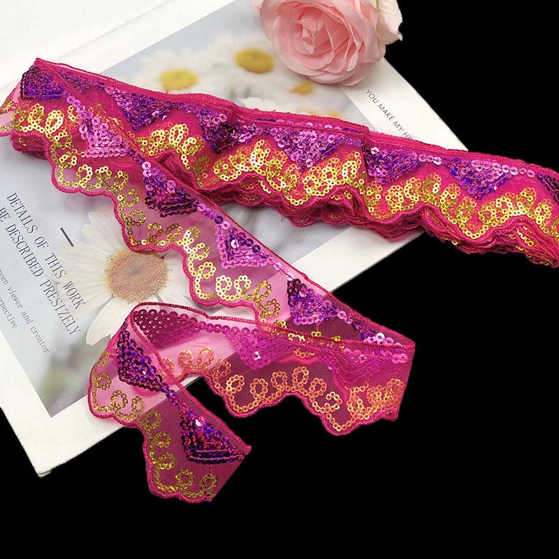 Готовая к использованию сетчатая занавеска с вышивкой пайетками и треугольной кромкой из пайеток