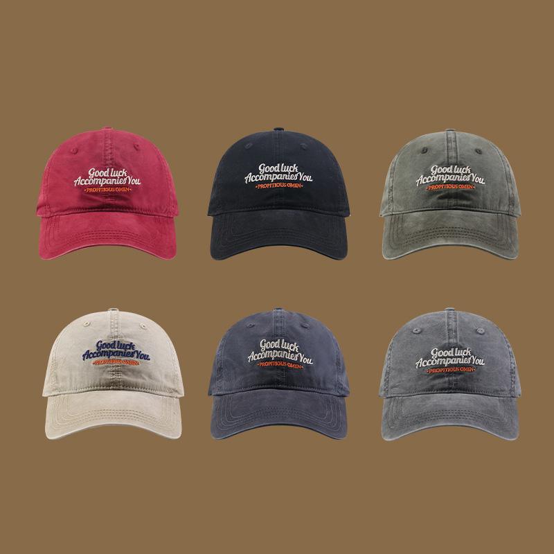 Fashion Letter Embroidery Vintage Wash Soft Crown Unisex Adjustable Daily Casual Baseball Cap