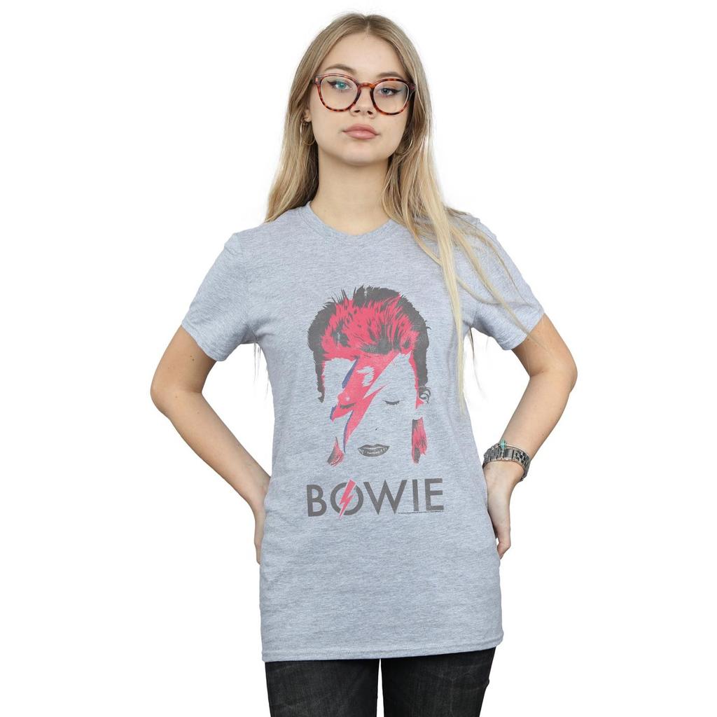 David Bowie Женская/женская хлопковая футболка с эффектом потертости Aladdin Sane Boyfriend