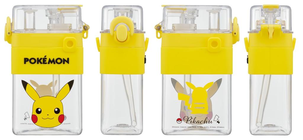 Skater Square Water Direct Shoulder 2-Way Bottle, 600ml, Straw, Drinking, Cover, Strap, Pokémon, Boys, PSQW6-A
