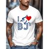 Мужская футболка с коротким рукавом, тематический принт 'I Love BJ Jays', европейский размер - Дышащая сетчатая повседневная футболка с круглым вырезом, можно стирать в машине, летняя футболка
