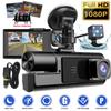 1080P Car Dash Cam 3 Cameras Front Cabin and Rear Driving Recorder 3 Channel DVR Cam with Loop Recording G-Sensor Black Box Car Accessories