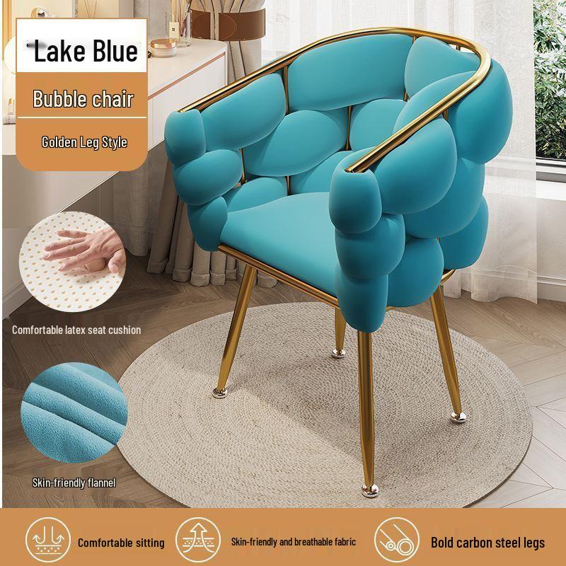 Light Luxury Cream Style Makeup Chair with Cute Backrest – Ideal for Girls' Bedroom & Live Streaming