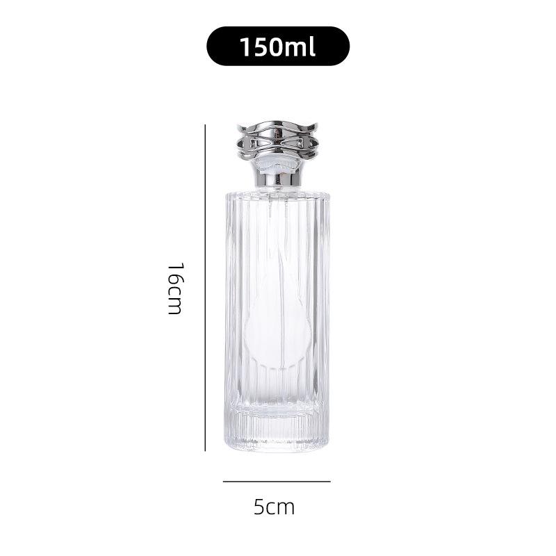 150ml Transparent Square Glass Perfume Bottle - Refillable and Portable Cosmetic Container