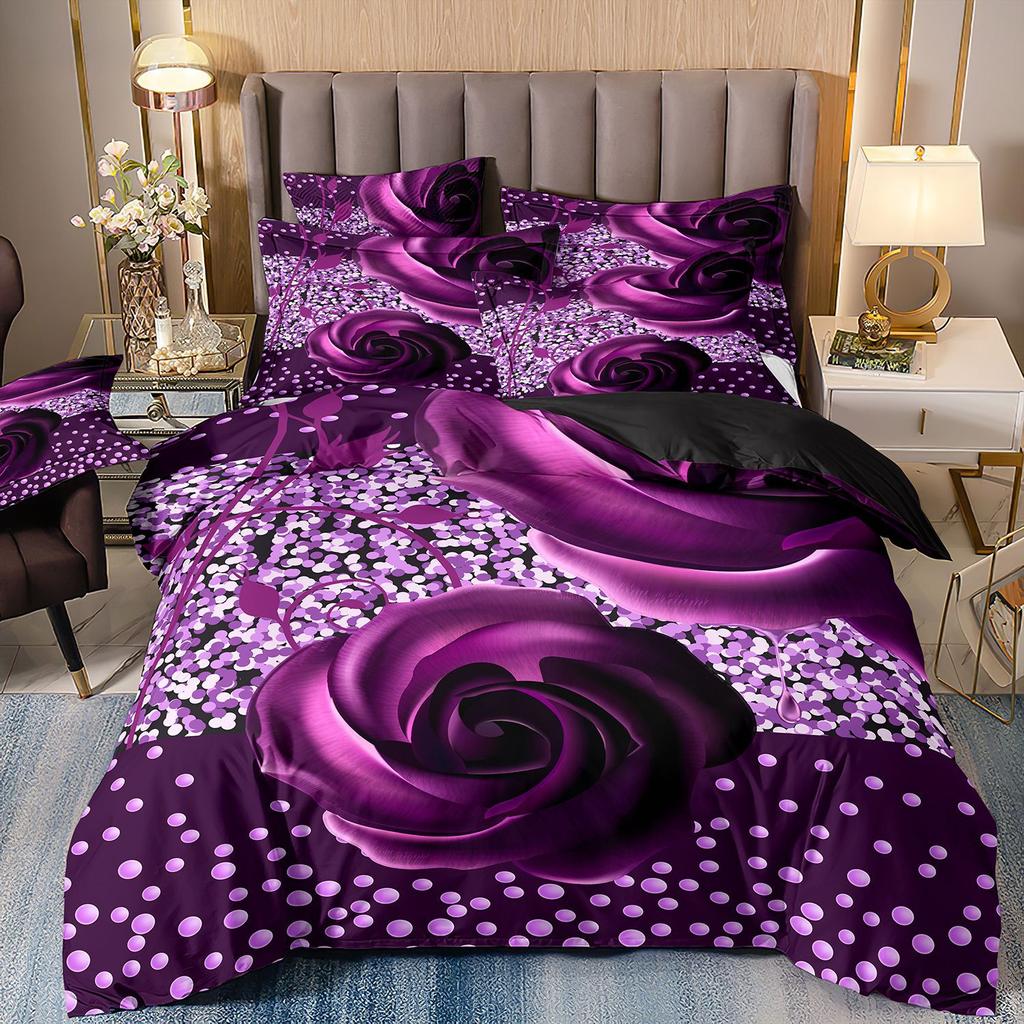 Красная Роза 3D Цветочный Пододеяльник Комплект постельного белья Цветочное Постельное Белье Двуспальная Простыня Одеяло Летнее Одеяло Королевский Размер