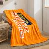 Bright orange background with bold white text and a blue-yellow accent. for all seasons blanket lunch break throw gift
