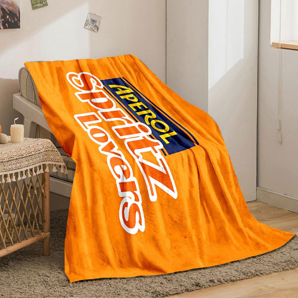 Bright orange background with bold white text and a blue-yellow accent. for all seasons blanket lunch break throw gift