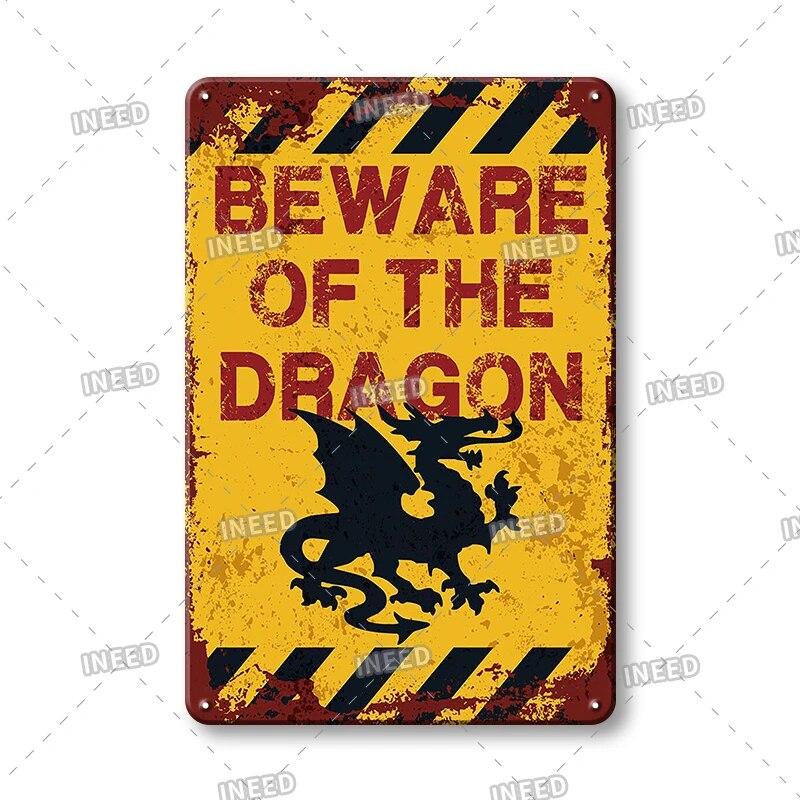 BEWARE OF Dog Cat Chicken Retro Plaque Metal Tin Signs Garden Yard Home Decoration Caution Kraken Plate Animal Warning Sign