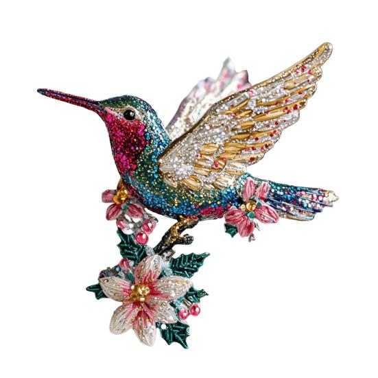 Yousheng 2D Acrylic Hummingbird Hanging Decoration Indoor Outdoor Garden Yard Window Wall Hanging Flat Flower Colorful Bird Ornament