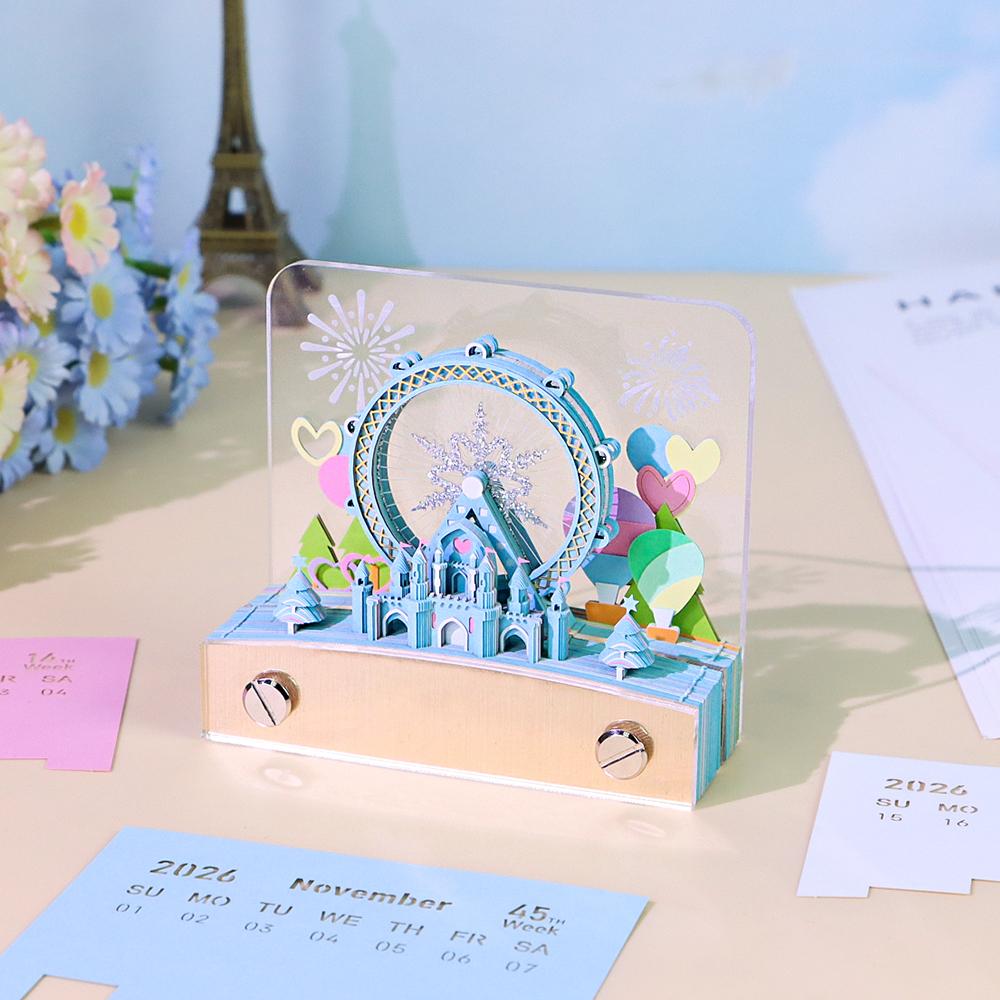 3D Memo Pad Custom Sticky Note Calendar Snow Ferris Wheel Notepad Stationery Set Girl Birthday Gift Item Christmas Gift for Kids