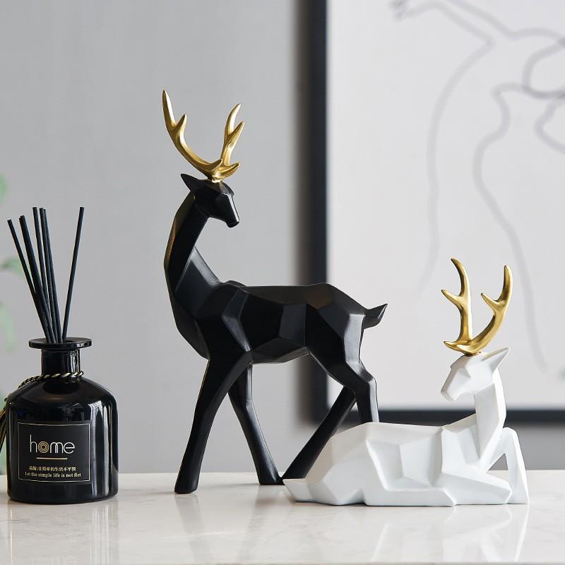 Modern Minimalist Resin Deer Figurine Decor Office Desk Living Room Entryway TV Cabinet Bookshelf Home Decoration