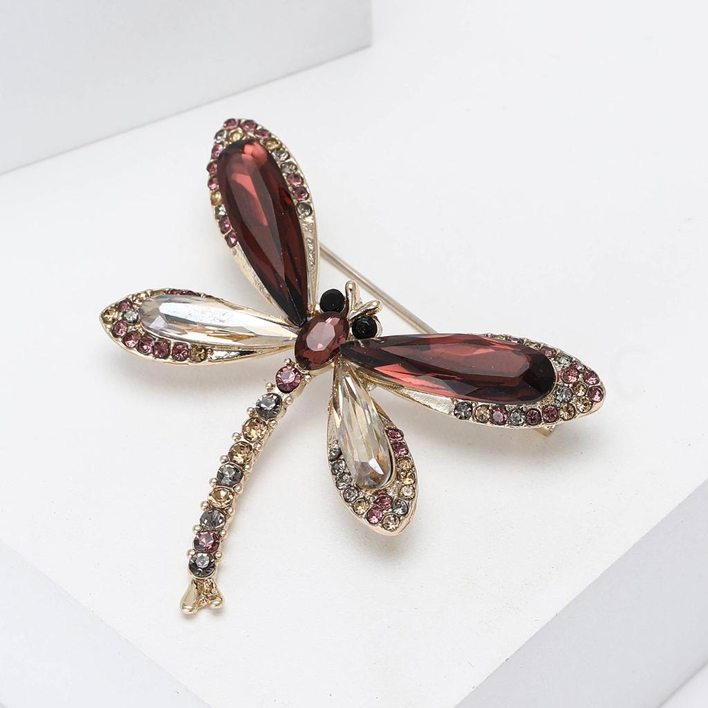 Versatile Alloy Glass Dragonfly Brooch Exquisite Versatile Ladies Suit Coat Corsage Ornament Pin