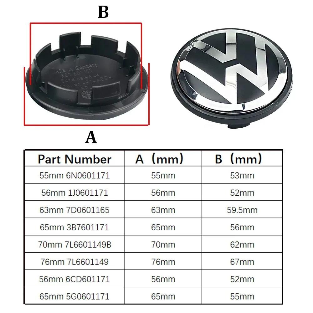 New 2026 for Volkswagen 4Pcs 56/65/70/76mm Car Wheel Center Cover Hub Cap VW Polo Golf Beetle Touran Caddy Tiguan Bora GTI R Passat EQ1