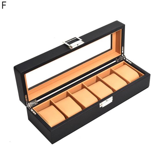 Watch Organizer Box with Glass Lid 3/5/6 Slots Men Women Watch Display Case Faux Leather Wristwatch Holder with Removable Pillows