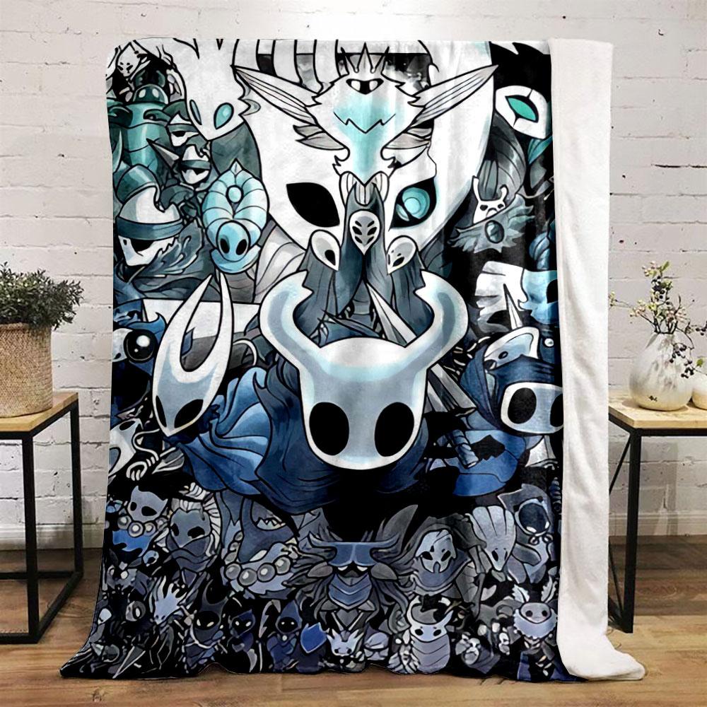 A densely packed collage of stylized fantasy characters and masks. for all seasons blanket lunch break throw gift