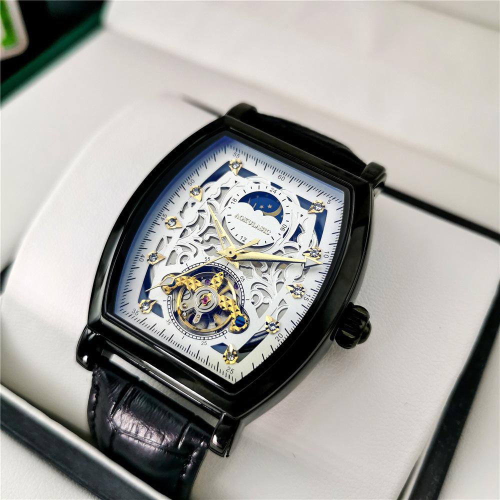 Men's Fully Automatic Mechanical Watch Rhinestone Fashion Men's Watch Butterfly Buckle Watch