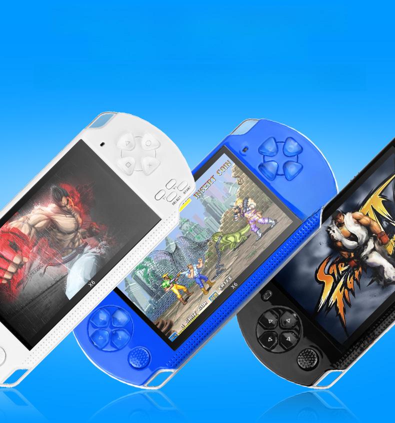 Портативная игровая консоль X6: Цветной экран 4,3", 128-битная аркадная игра, совместима с GBA/FC, идеально подходит для детей.