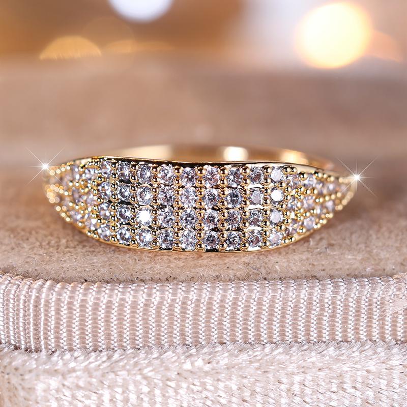 Сверкающие белые циркониевые обручальные кольца для женщин, модные золотые кольца, свадебные украшения
