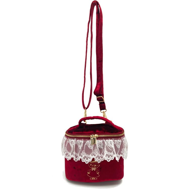 Moomin Lace Velor 2way Vanity Bag Ribbon Wine Red &