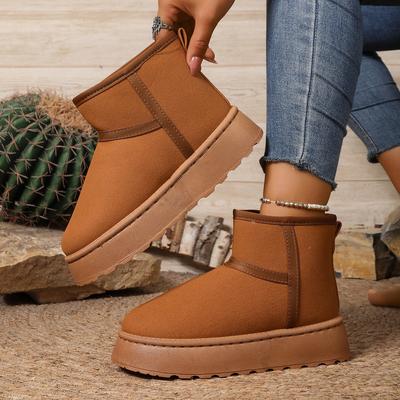 Модные женские ботильоны до щиколотки, толстые плюшевые ботинки на платформе, женские зимние ботинки для снега, теплые меховые хлопковые туфли, женские слипоны, утолщенные пушистые туфли