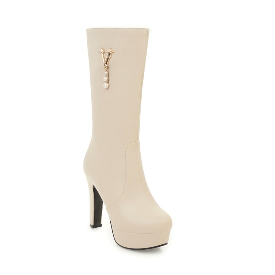 Женские короткие сапоги на высоком каблуке, новые осенне-зимние непромокаемые однотонные короткие ботинки на платформе и толстом каблуке