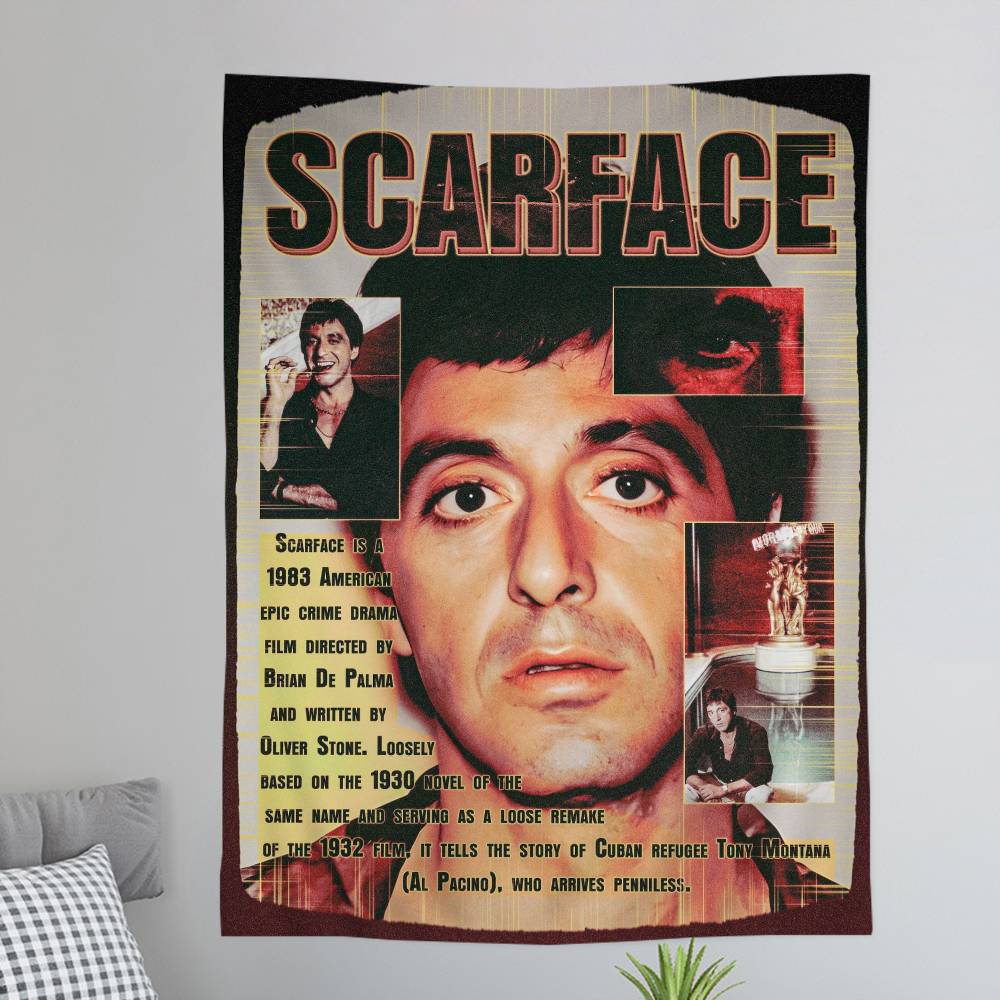Vintage Classic Sscarface Chart Tapestry Art Science Fiction Room Home Decor Cheap Hippie Wall Hanging