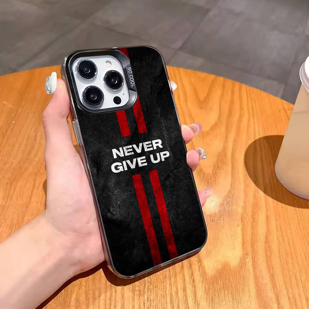 M-Вдохнови себя никогда не сдаваться Чехол для телефона для iPhone17,16,15,14,13,12,11,Pro,MAX Серый Матовый Силиконовый Черный Чехол