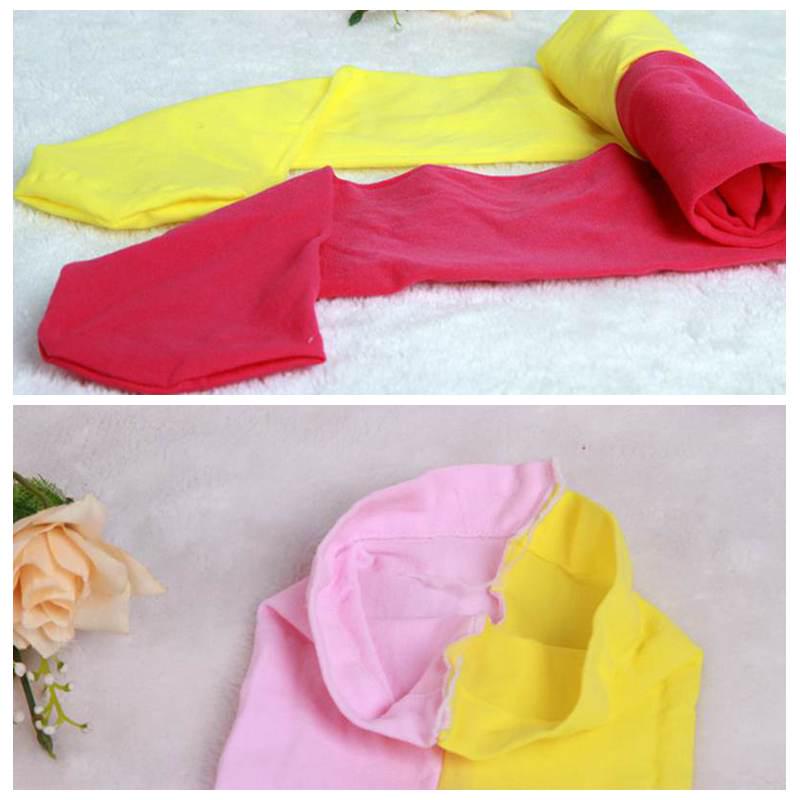 Girls Candy Color Tights Cute Velvet Pantyhose Contrast Combination Color Winter Warm Kids Stockings