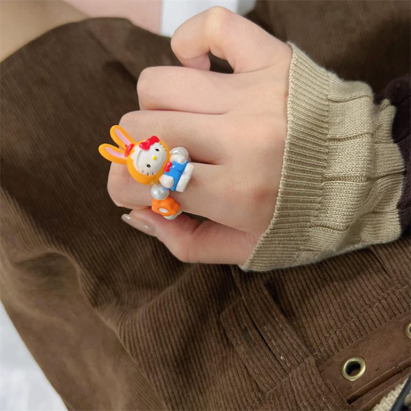 Sanrio Hello Kitty Кольца с бусинами Кольца с бусинами Аниме Аксессуары Подарки на день рождения для женщин Девочек