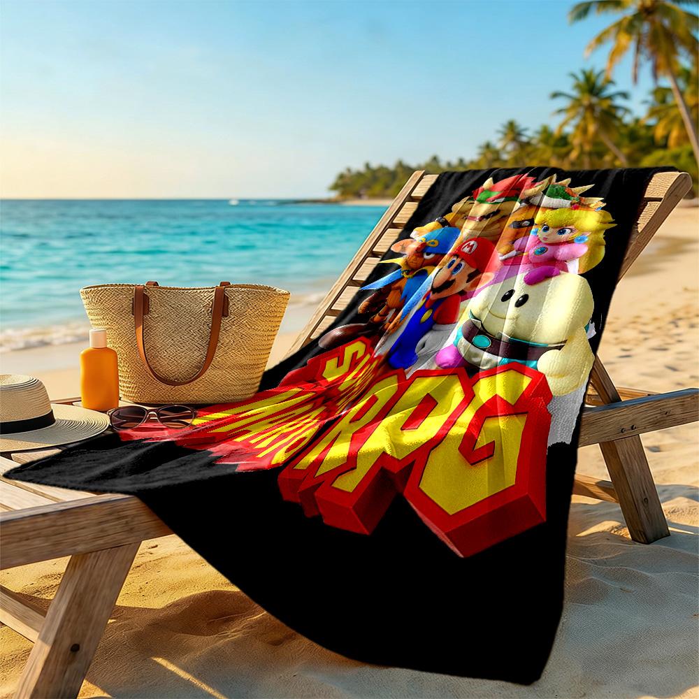 Mario Theme Beach Towel Super Soft & Absorbent Comfortable Lightweight Perfect for Traveling Yoga Camping and Swimming