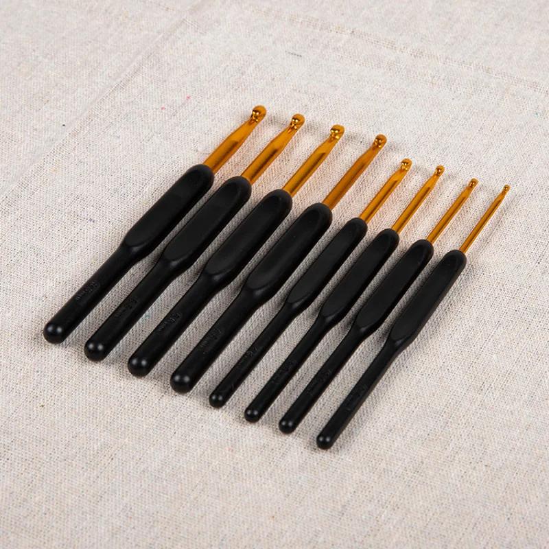 8шт. Набор крючков для вязания крючком ручной работы с мягкой ручкой, швейный инструмент, спицы для вязания дома, ручка из алюминиевого сплава, эргономичный портативный