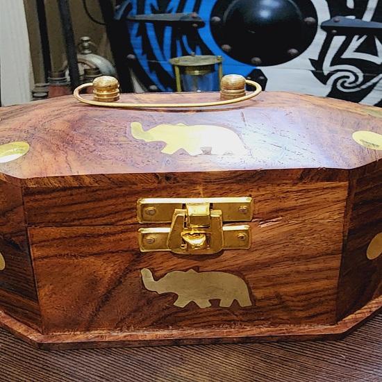 Красивый стилист дизайн дерева ручной работы дерева и латуни шкатулка для украшений Рождественский подарок