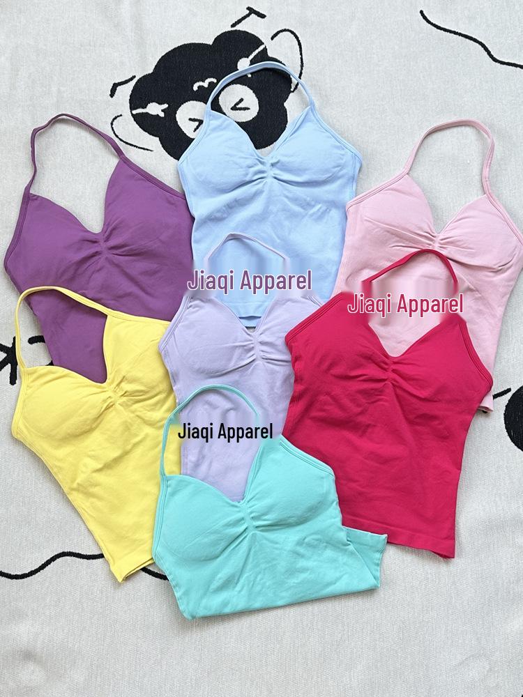 В наличии бесшовный комплект для йоги и фитнеса для женщин: топ с V-образным вырезом и шорты