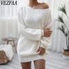 Women's Fashion Casual Fall Winter Solid Color Print Long Sleeve One Shoulder Sweaters