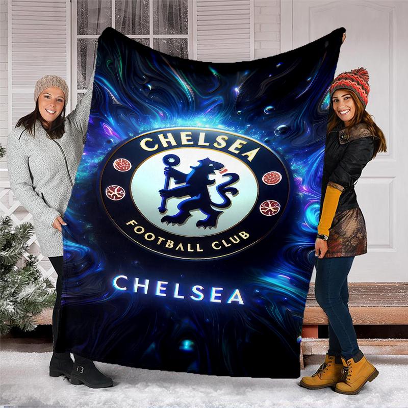 Chelsea FC logo printed throw blanket—soft,warm;versatile blanket for all seasons—perfect as &air-conditioning throw,nap blanket