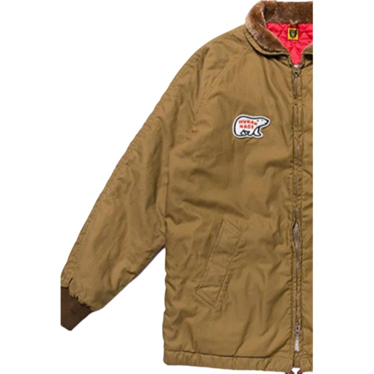 HUMAN MADE Jackets Unisex Khaki Stand Collar Moderate Straight Fit HM20JK009